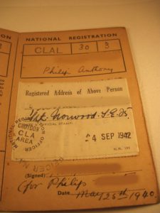 National Registration Identity Card - close up of inside right page